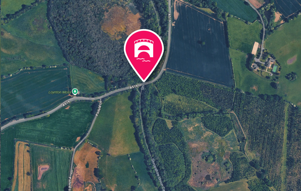 Location of Bridge 39, Gnosall-Woodseaves